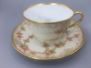 M Z Moritz Zdekauer Austria Very Thin Vintage Cup & Saucer Floral Gold Trim - Picture 1 of 12