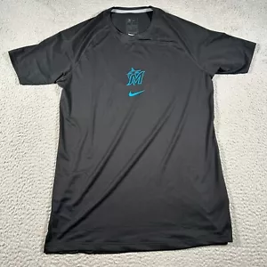 Nike MLB Miami Marlins Jon Berti Shirt Player Issue Men's Large Black Athleisure - Picture 1 of 9