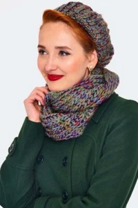 Speckled Retro Vintage Style Grey Beret and Scarf Set - Picture 1 of 3