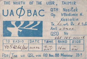 URSS, 1972, tarjeta QSL de colección - radioaficionado - Imagen 1 de 2