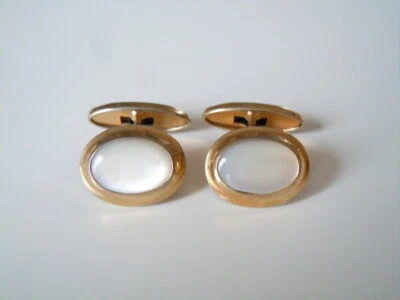 Manschettenknöpfe Perlmutt Oval Metall Goldton 9,9 g/1,8 x 1,4 cm - Bild 1 von 4