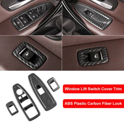 Se adapta a BMW F30 320i 330i 2012-19 fibra de carbono interruptor de elevación de ventana panel cubierta moldura Foto 1 de 4