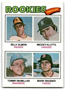 1977 Topps Rookie Shortstops - Billy Almon/Mickey Klutts/Tommy McMillan/Mark