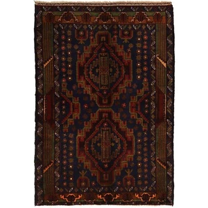 Multi Orientalischer Balouch Vorleger 3 Fuß 2 Zoll x 4 Fuß 7 Zoll Wolle Handgeknüpft Home Carpet G24447 - Bild 1 von 8