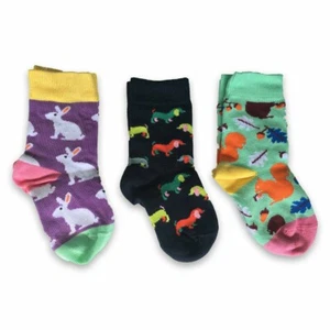 Lindo paquete de 3 calcetines surtidos de algodón peinado para niños pequeños caja de regalo 1-4 años - Imagen 1 de 27