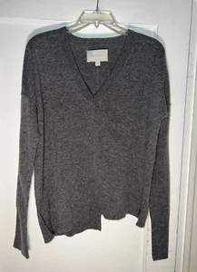 Brochu Walker Wool Cashmere Assymetrical v-neck Sweater Gray Size L c595 - Picture 1 of 12