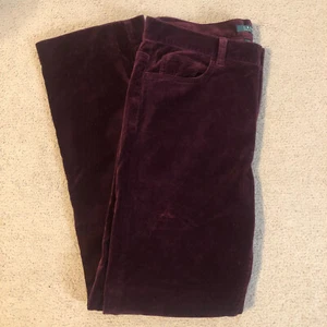 LAUREN Ralph Lauren luscious wine stretch velvet slacks, straight fit, size 8 - Picture 1 of 4
