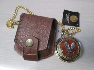 The Franklin Mint Eagle  Running Pocket Watch with Chain Case