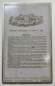 CDV HERBERT C WHARTON KILBURN 1906 BIRTHS HENRY ESMOND WALTHEW 635 SQUADRON RAF - Picture 1 of 2