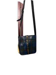 PATRICIA NASH VENEZIA CROSSBODY TARTAN KARIERT LEDER BLAU/GRÜN NEU MIT ETIKETT, $ 149 - Bild 1 von 13