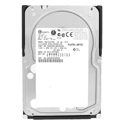 Hard Drive Fujitsu 147GB MAT3147NC 8MB Cache 10,000 RPM SCSI 80-Pin 3.5" Inch - Image 1 of 4