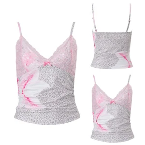 Womens Crop Top Nightclub Camisole Tank Vest Night V-Neck Summer Floral Party - Picture 1 of 24