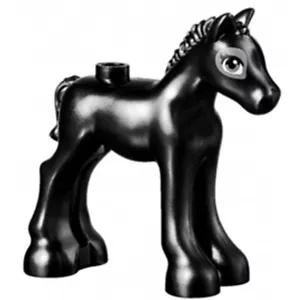 Lego Negro Potro Caballo Animal para Minifigura con Ojos Azulados Oscuros Gris y Blancos - Imagen 1 de 1