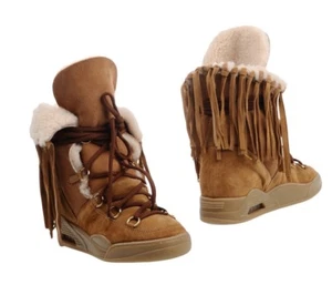 NEW SERAFINI Wedge Trainers boots Fringe leather fur marant model 37 Italy 4 UK - Picture 1 of 8