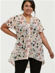 Neu mit Etikett Torrid Übergröße 00 Lexie Babydoll Chiffon pfirsichfarben geblümt - Bild 1 von 4