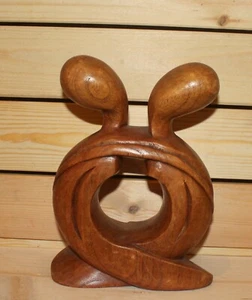 Vintage hand carving wood abstract couple figurine - Imagen 1 de 10
