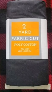 Solid Black Polyester 65% Poly 35%  Cotton 2 Yards - Picture 1 of 2