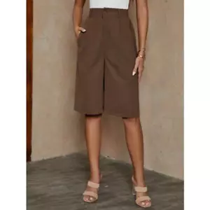Women's High-waisted Loose-fit Casual Trendy Straight-leg Wide-leg Fifth pants - Picture 1 of 5