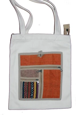 手工制作喜马拉雅大麻托特包购物袋常规使用包 — 第 1/4 张图片