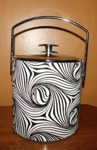 Barware Insulated Ice Bucket Black & White & Silver - Picture 1 of 8