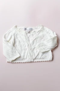 Bebe by Minihaha Girls White Pointelle Cardigan Size 00 3-6 month (Pre-loved) - Picture 1 of 3