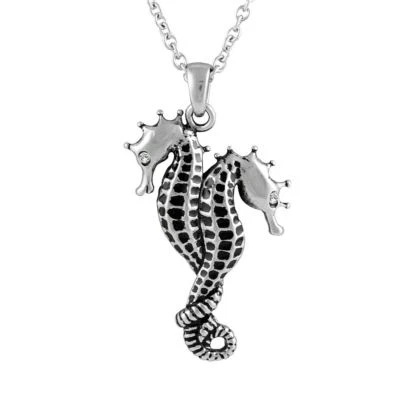 Seahorses Necklace Ocean Animal Pendant with Swarovski Crystals By Controse - Image 1 of 4