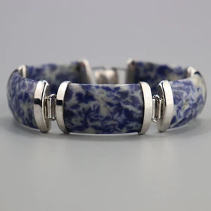 Vintage Sodalite Sterling Silver Bracelet Facet Cut - Picture 1 of 5