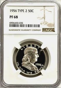 1956 PROOF FRANKLIN HALF NGC PR68, NEAR CAMEO OBVERSE - Picture 1 of 2