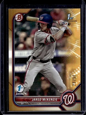 2022 Bowman Draft 1st Edition Jared McKenzie Gold #25/50 Nationals - Image 1 of 2