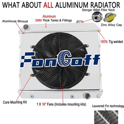 4 Row Radiator Shroud Fan Fit 63-66 64 Chevy C10 C20 C30 K10 K20 K30 Pickup Foto 1 de 4