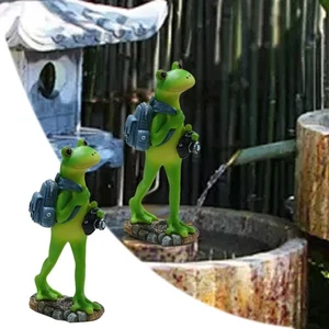 Garden Sculptures Outdoor Travel Frog Statue Resin Art Pond Decoration Ornament  - Picture 1 of 6