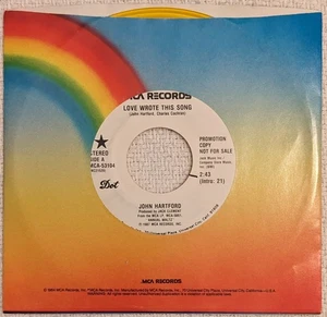 John Hartford LOVE WROTE THIS SONG promo 45 7" yellow wax MCA-53104 newgrass WLP - Imagen 1 de 3