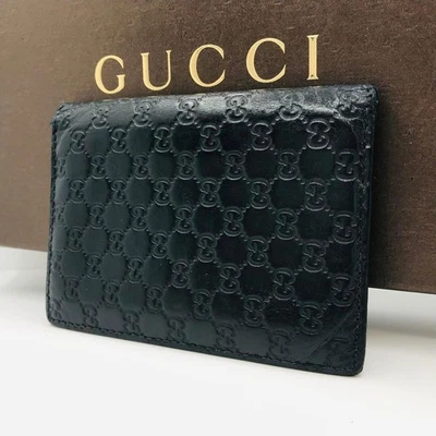 Estuche para tarjetas de visita GUCCI GG patrón Microshima azul marino usado Foto 1 de 4