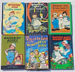 Lot of 6 Vintage Raggedy Ann Andy HC Books, Johnny Gruelle 1950s-1990, Very Good - Bild 1 von 23