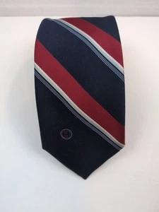 Halston III Seide Poly Mischung Krawatte Marine Rot Weiß Streifen Klassisch Vintage 55" - Bild 1 von 5