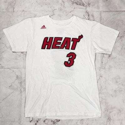 Camiseta Adidas The Go-To Miami Heat Dwyane Wade #3 Blanca Talla M Foto 1 de 4