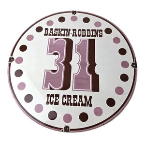 Vintage Baskin Robbins Ice Cream Porzellanschild - Zapfsäule Werbung Verkaufsschild - Bild 1 von 15