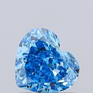 Heart 1.01ct Fancy Vivid Blue VS1 CVD IGI Certified Loose Lab Grown Diamond - Picture 1 of 3