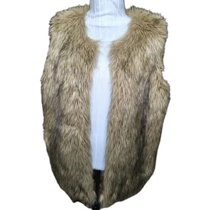 Merona Kunstfell Shaggy braun/grau/hellbraun Jacke Weste Gr. XL Streetwear Mobwife - Bild 1 von 8