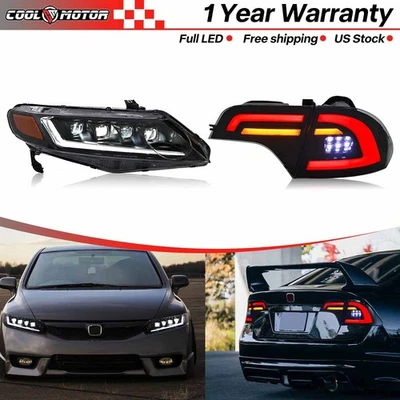 Faros LED DRL para Honda Civic 2006-2011 sedán de 4 puertas luz trasera de humo izquierda+derecha Foto 1 de 4