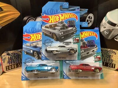 2020 Hot Wheels Tooned '64 Chevy Impala 58 Blue Red ZAMAC Factory Sealed All 3 - Image 1 of 4