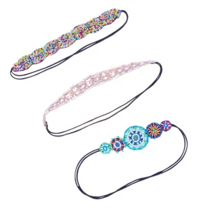  3 Pcs Hair Accessories Women's Bead Headpiece Crystal Elastic Band - Picture 1 of 12