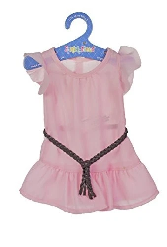 Vestido rosa Fiber Craft Springfield Collection com bainha de babado e cinto marrom  - Imagem 1 de 1