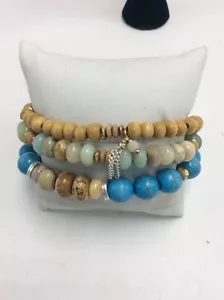 PULSERA CON CUENTAS TURQUESA MARCA LUCKY $45 S30 - Imagen 1 de 8
