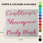 Shampoo Conditioner Body Wash Shower Gel Vinyl Labels Bottles x3 Colour Organise