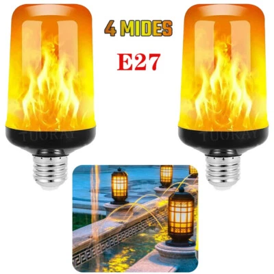 2Tlg LED Licht Fackel E27 Feuer Lampe Flammen Effekt Glühbirne Flacker Birne DE - Bild 1 von 4