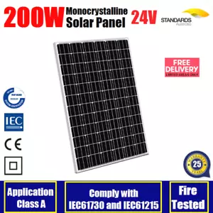 24V 200W MONO SOLAR PANEL HOME GENERATOR 24V BATTERY CHARGING 36V PV MODULE - Picture 1 of 2