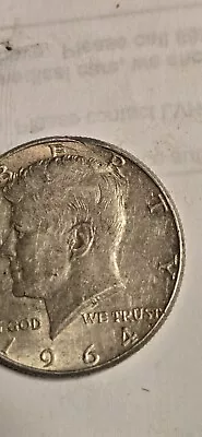 1964 silver kennedy half dollar Obverse Error, Due Break Or Cud ? - Image 1 of 4