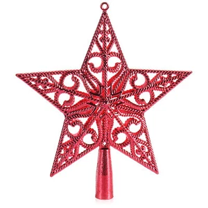 Christbaumspitze in Stern-Form - Roter Stern für die Weihnachtsbaumspitze - 22cm - Bild 1 von 7