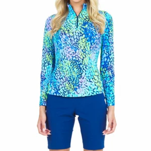 NWT Ladies IBKUL CAMILLE NAVY Long Sleeve Mock Golf Shirt XS S M L XL - Picture 1 of 1